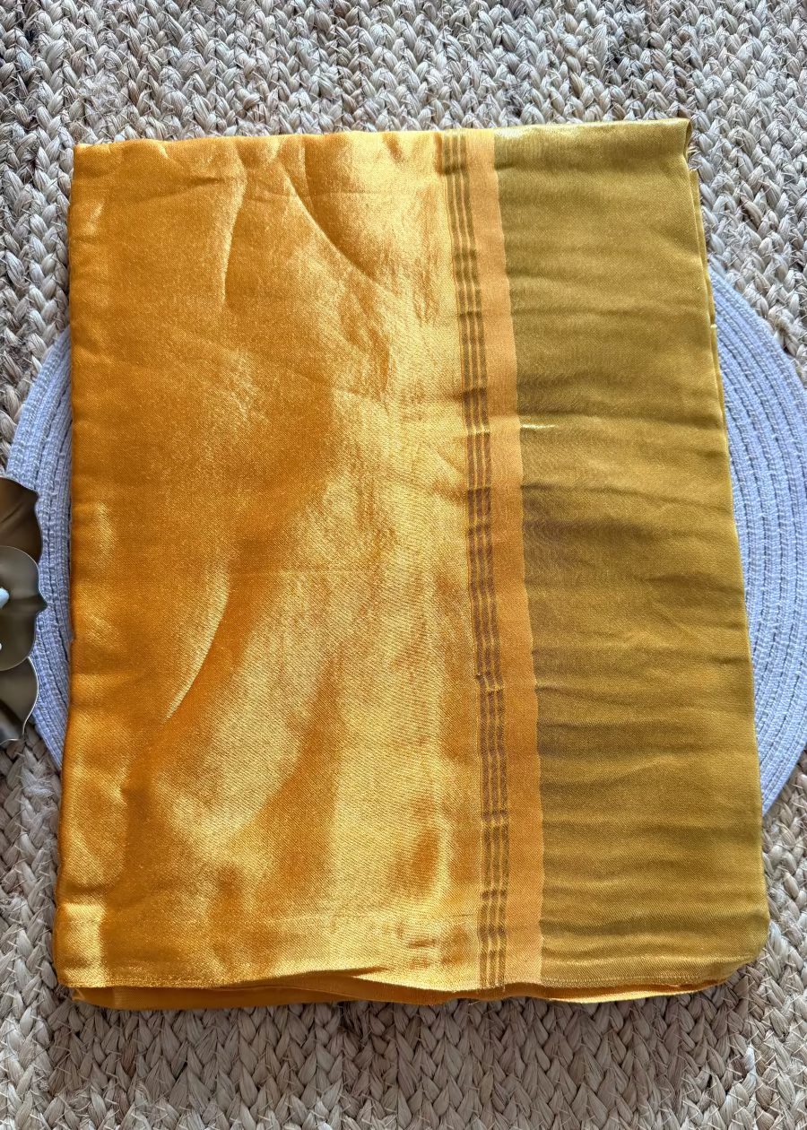 Yellow and Golden Modal Silk Saree - Gujarat