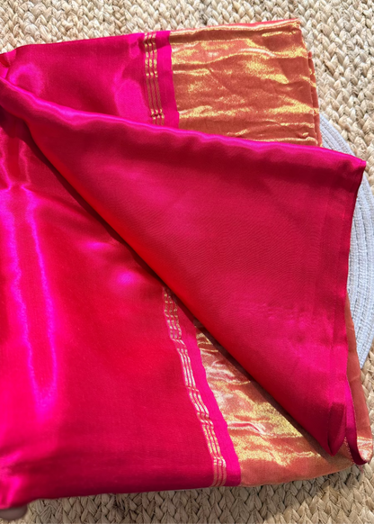 Pinkish Red Modal Silk Saree - Gujarat