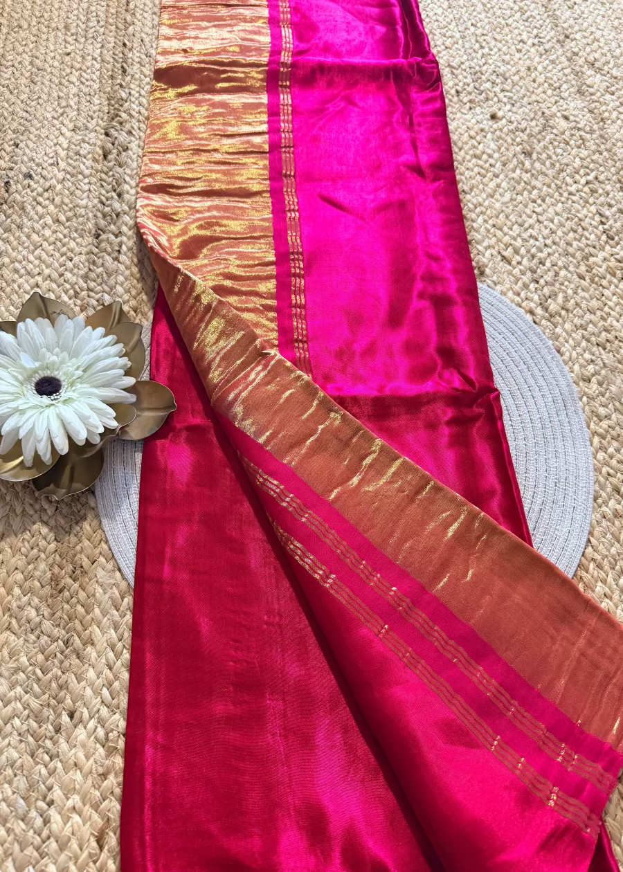 Pinkish Red Modal Silk Saree - Gujarat