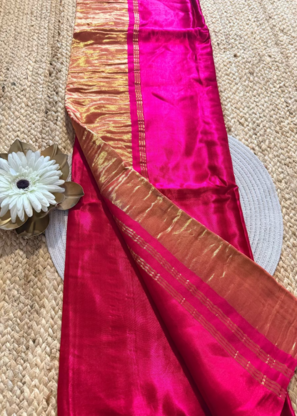 Pinkish Red Modal Silk Saree - Gujarat