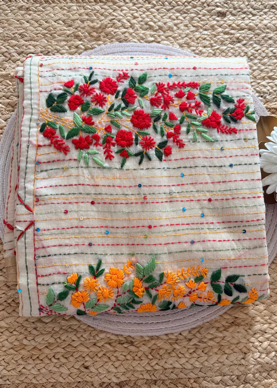 Cream Cotton Silk  With Boullion Work- Bengal
