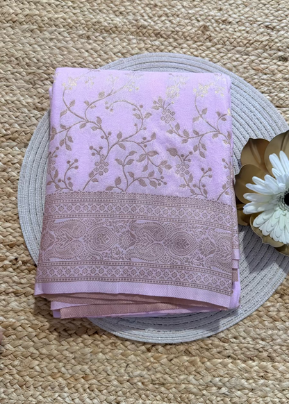 Light Pink Semi Georgette Silk -Banaras