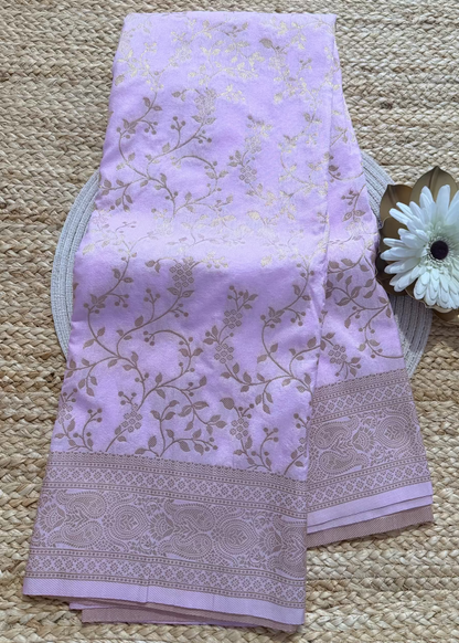 Light Pink Semi Georgette Silk -Banaras