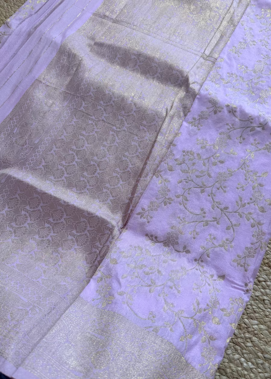 Light Pink Semi Georgette Silk -Banaras