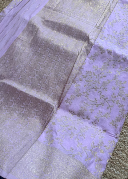 Light Pink Semi Georgette Silk -Banaras