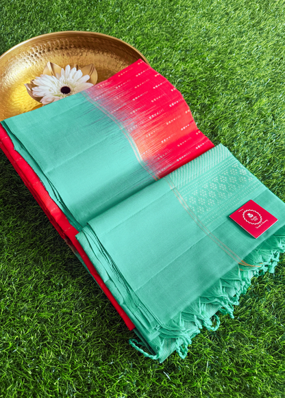 Dark Pink And Turquoise Pure Soft Silk Saree- TN