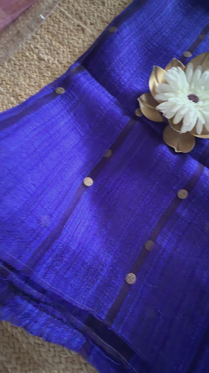 Royal Blue Pure Gini Matka Silk - Bengal